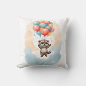 かわいい水色ラクーンバルーンカラフル子供部屋 クッション (正面)