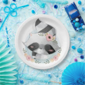 かわいい水色ラクーンベイビーシャワー紙プレート ペーパープレート (パーティー)