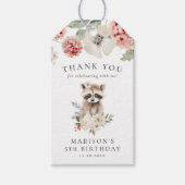 かわいい水色ラクーン誕生日パーティー ギフトタグ (正面)