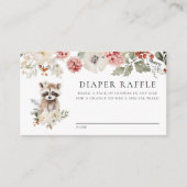 かわいい水色ラクーン赤ちゃんシャワーおむつラッフル エンクロージャーカード (正面)