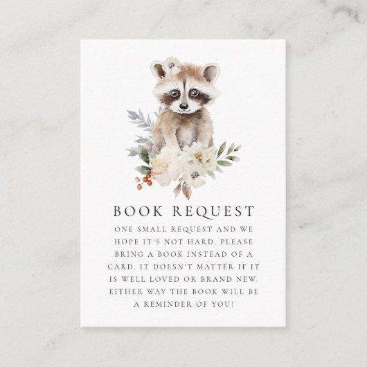 かわいい水色ラクーン赤ちゃんシャワー予約リクエスト エンクロージャーカード (正面)