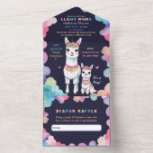 かわいい水色ラママメキシカンベイビーシャワー オールインワン招待状 (内側)