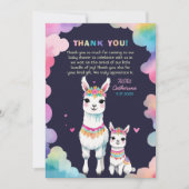 かわいい水色ラママメキシカンベイビーシャワー サンキューカード (正面)