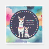 かわいい水色ラママメキシカンベイビーシャワー スタンダードランチョンナプキン (正面)