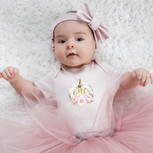 かわいい水色リトルカボチャフローラ1st誕生日 ベビーボディスーツ