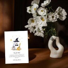 かわいい水色リトルブー幽霊ボーイベビーシャワー サンキューカード