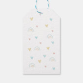 かわいい水色レインボーありがとう誕生日パーティー ギフトタグ (裏面)