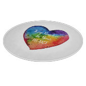 かわいい水色レインボーハート カッティングボード (角)