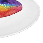 かわいい水色レインボーハート カッティングボード (角)