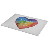 かわいい水色レインボーハート カッティングボード (角)