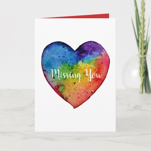 かわいい水色レインボーハート カード (正面)