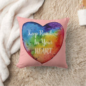 かわいい水色レインボーハート クッション (ブランケット)