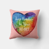 かわいい水色レインボーハート クッション (裏面)