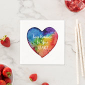 かわいい水色レインボーハート スタンダードカクテルナプキン (インサイチュ)