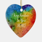 かわいい水色レインボーハート セラミックオーナメント (右)