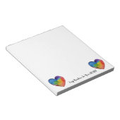 かわいい水色レインボーハート ノートパッド (アングル)