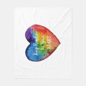 かわいい水色レインボーハート フリースブランケット (正面)