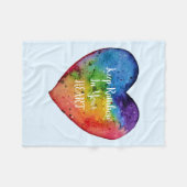 かわいい水色レインボーハート フリースブランケット (正面(横))