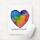 かわいい水色レインボーハート マウスパッド (マウス)