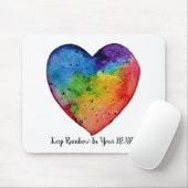 かわいい水色レインボーハート マウスパッド (マウス)