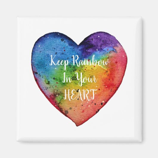 かわいい水色レインボーハート マグネット (正面)