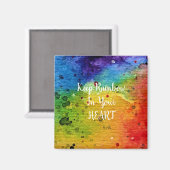 かわいい水色レインボーハート マグネット (正面/裏面)