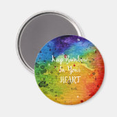 かわいい水色レインボーハート マグネット (正面/裏面)