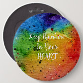 かわいい水色レインボーハート 缶バッジ (正面&裏面)