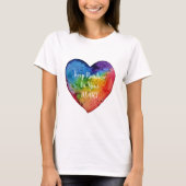 かわいい水色レインボーハート Tシャツ (正面)