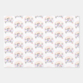 かわいい水色レインボーユニコーン女の子1st誕生日 ラッピングペーパーシート (正面)