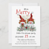 かわいい水色レッド格言リトルクリスマスパーティー 招待状 (正面)