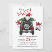 かわいい水色レッド格言リトルクリスマスパーティー 招待状 (正面)
