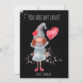 かわいい水色レディ格言プンバレンタイン シーズンカード (正面)