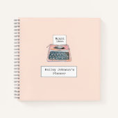 かわいい水色レトロタイプライターピンク ノートブック (正面)