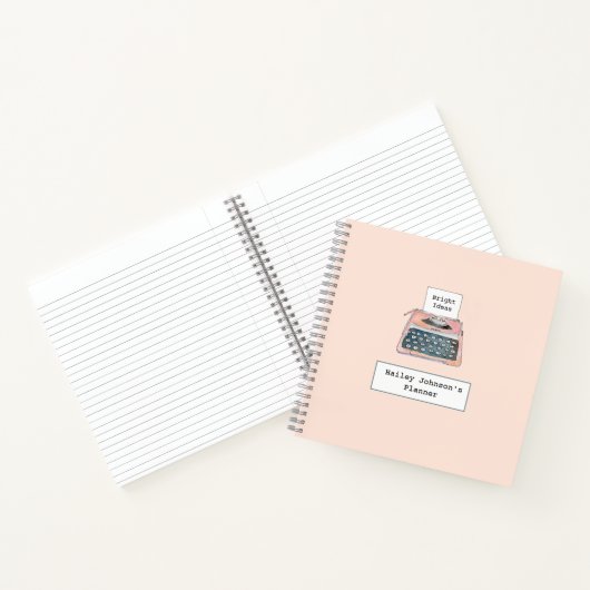 かわいい水色レトロタイプライターピンク ノートブック (内部)