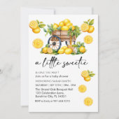 かわいい水色レモンベビーシャワー 招待状 (正面)