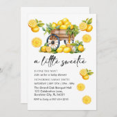 かわいい水色レモンベビーシャワー 招待状 (正面/裏面)