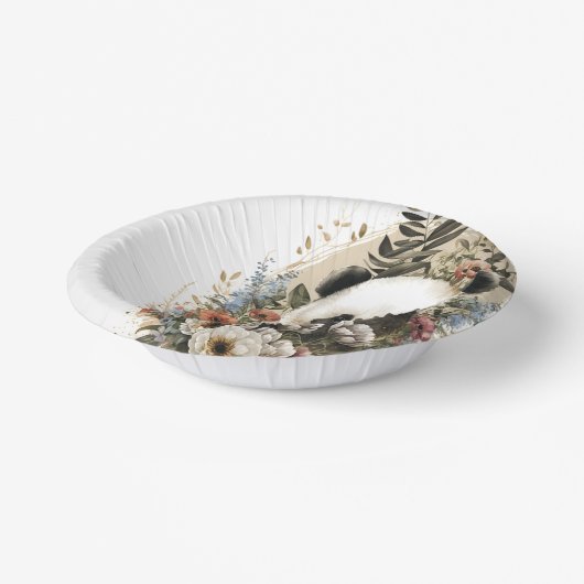 かわいい水色ワイルドフラワーパンダベア誕生日 ペーパーボウル (傾斜あり)