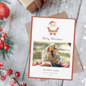 かわいい水色ヴィンテージサンタ写真クリスマス シーズンカード