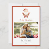 かわいい水色ヴィンテージサンタ写真クリスマス シーズンカード (正面)