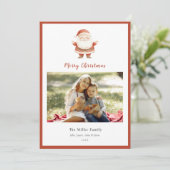 かわいい水色ヴィンテージサンタ写真クリスマス シーズンカード (スタンド正面)