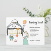 かわいい水色妊娠男の赤ちゃん妊娠 案内状 (スタンド正面)