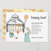 かわいい水色妊娠男の赤ちゃん妊娠 案内状 (正面/裏面)