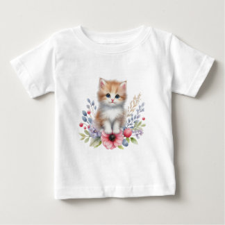 かわいい水色子猫Tショート ベビーTシャツ