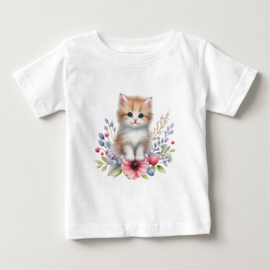 かわいい水色子猫Tショート ベビーTシャツ (正面)