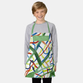 かわいい水色抽象芸術の色合い緑 エプロン (着用した状態)