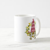 かわいい水色格言レッドハットノルディックリース コーヒーマグカップ (正面右)