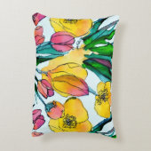 かわいい水色芸術的フローラ色彩の鮮やか手 アクセントクッション (裏面(縦))