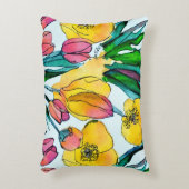 かわいい水色芸術的フローラ色彩の鮮やか手 アクセントクッション (正面(垂直))