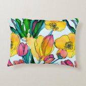 かわいい水色芸術的フローラ色彩の鮮やか手 アクセントクッション (裏面)